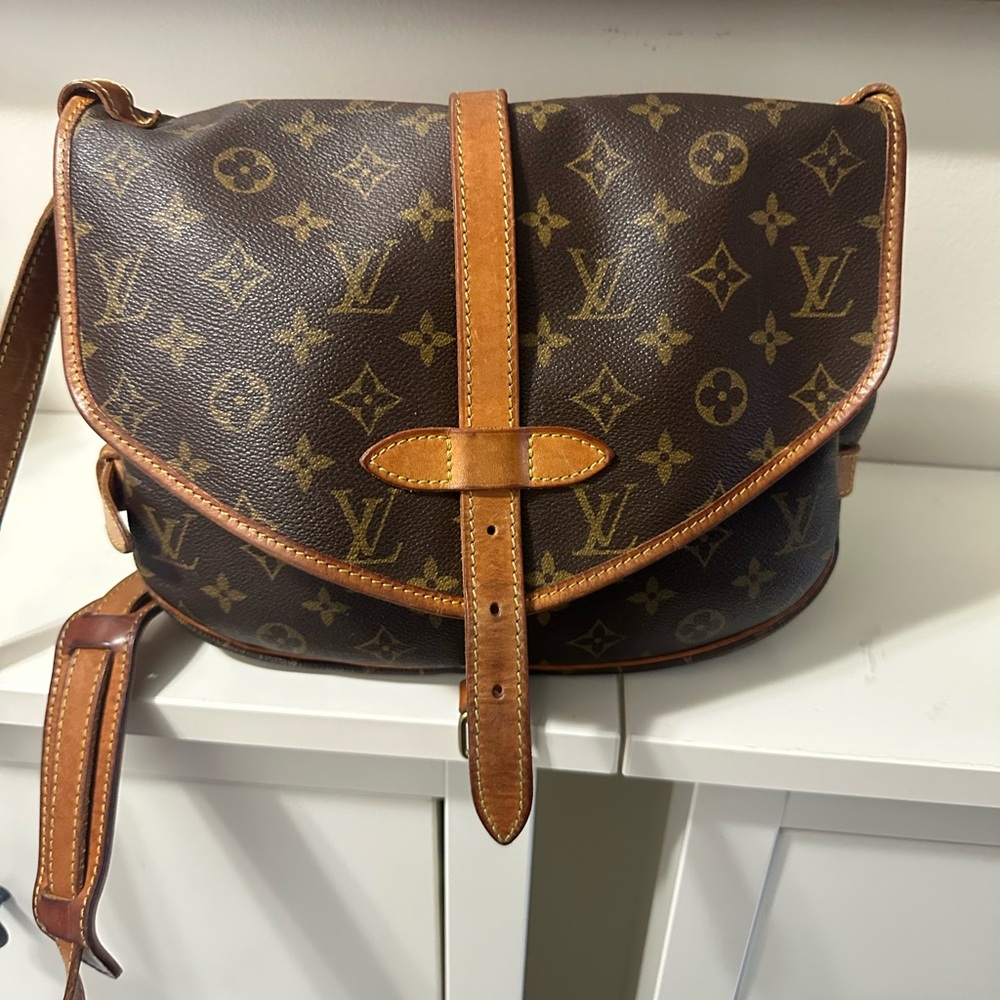 Louis Vuitton Brown and Tan Monogram Shoulder Bag (Authentic)
